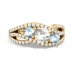 White Topaz Three Stone Aurora 14K Yellow Gold ring R3080