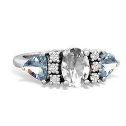 White Topaz Antique Style Three Stone 14K White Gold ring R2186