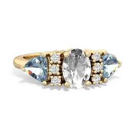 White Topaz Antique Style Three Stone 14K Yellow Gold ring R2186