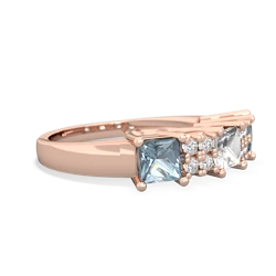 White Topaz Three Stone Diamond Cluster 14K Rose Gold ring R2592