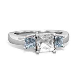 White Topaz Three Stone Trellis 14K White Gold ring R4015