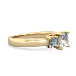 White Topaz Three Stone Trellis 14K Yellow Gold ring R4015