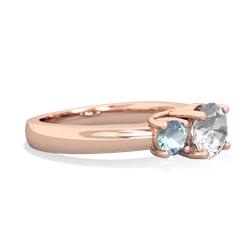 White Topaz Three Stone Round Trellis 14K Rose Gold ring R4018