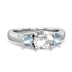 White Topaz Three Stone Round Trellis 14K White Gold ring R4018