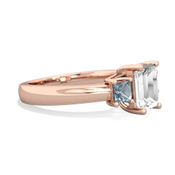 White Topaz Three Stone Emerald-Cut Trellis 14K Rose Gold ring R4021