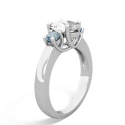 White Topaz Three Stone Oval Trellis 14K White Gold ring R4024