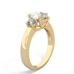 White Topaz Three Stone Oval Trellis 14K Yellow Gold ring R4024