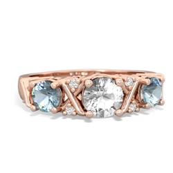 White Topaz Hugs And Kisses 14K Rose Gold ring R5016