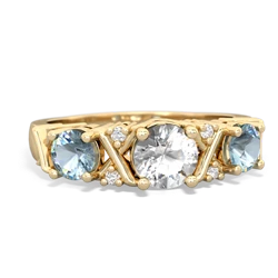 White Topaz Hugs And Kisses 14K Yellow Gold ring R5016