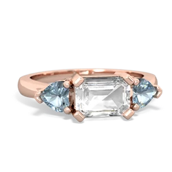 White Topaz Three Stone 14K Rose Gold ring R5235