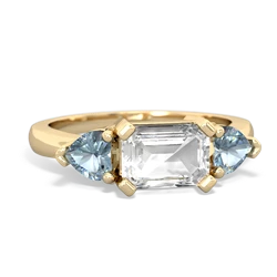 White Topaz Three Stone 14K Yellow Gold ring R5235