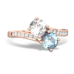 White Topaz Channel Set Two Stone 14K Rose Gold ring R5303