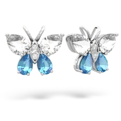 White Topaz Butterfly 14K White Gold earrings E2215