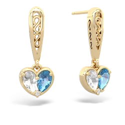 White Topaz Filligree Heart 14K Yellow Gold earrings E5070