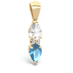 White Topaz Bowtie Drop 14K Yellow Gold pendant P0865