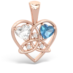 White Topaz Celtic Trinity Heart 14K Rose Gold pendant P5331