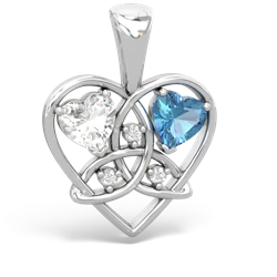 White Topaz Celtic Trinity Heart 14K White Gold pendant P5331