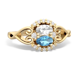 White Topaz Love Nest 14K Yellow Gold ring R5860