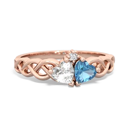 White Topaz Heart To Heart Braid 14K Rose Gold ring R5870