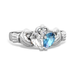 White Topaz 'Our Heart' Claddagh 14K White Gold ring R2388