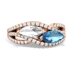 White Topaz Diamond Rivers 14K Rose Gold ring R3070