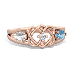 White Topaz Hearts Intertwined 14K Rose Gold ring R5880