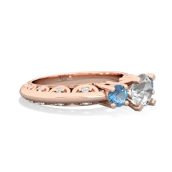 White Topaz Art Deco Eternal Embrace Engagement 14K Rose Gold ring C2003