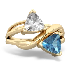 White Topaz Split Band Swirl 14K Yellow Gold ring R2341