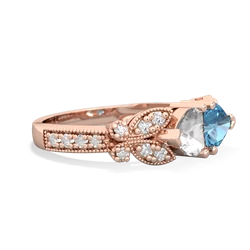 White Topaz Diamond Butterflies 14K Rose Gold ring R5601