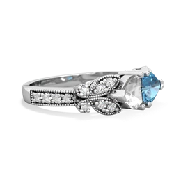 White Topaz Diamond Butterflies 14K White Gold ring R5601