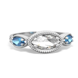 White Topaz Milgrain Marquise 14K White Gold ring R5700