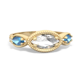 White Topaz Milgrain Marquise 14K Yellow Gold ring R5700