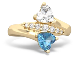 White Topaz Heart To Heart 14K Yellow Gold ring R2064