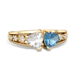 White Topaz Heart To Heart 14K Yellow Gold ring R3342