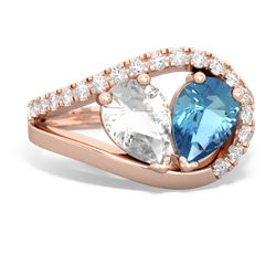 White Topaz Nestled Heart Keepsake 14K Rose Gold ring R5650