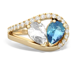 White Topaz Nestled Heart Keepsake 14K Yellow Gold ring R5650