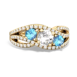 White Topaz Three Stone Aurora 14K Yellow Gold ring R3080