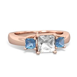 White Topaz Three Stone Trellis 14K Rose Gold ring R4015