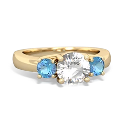 White Topaz Three Stone Round Trellis 14K Yellow Gold ring R4018