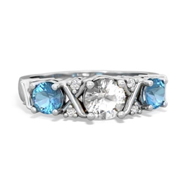 White Topaz Hugs And Kisses 14K White Gold ring R5016