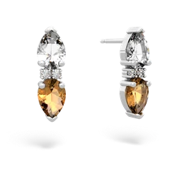 White Topaz Bowtie Drop 14K White Gold earrings E0865