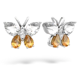 White Topaz Butterfly 14K White Gold earrings E2215