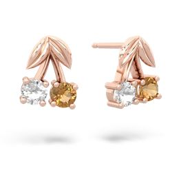 White Topaz Sweet Cherries 14K Rose Gold earrings E7001