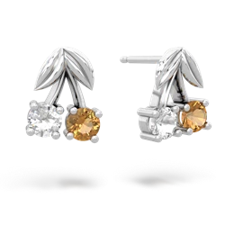 White Topaz Sweet Cherries 14K White Gold earrings E7001