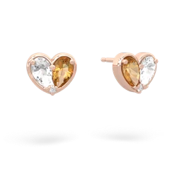 White Topaz 'Our Heart' 14K Rose Gold earrings E5072