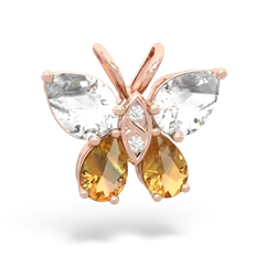 White Topaz Butterfly 14K Rose Gold pendant P2215