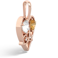 White Topaz Celtic Trinity Heart 14K Rose Gold pendant P5331