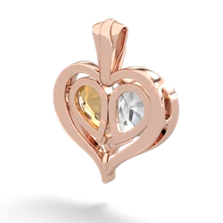 White Topaz Two Become One 14K Rose Gold pendant P5330
