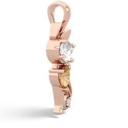 White Topaz Kitten 14K Rose Gold pendant P5780