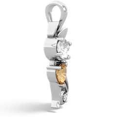 White Topaz Kitten 14K White Gold pendant P5780